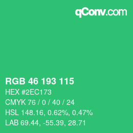 カラーコード: RGB 46 193 115 | qconv.com