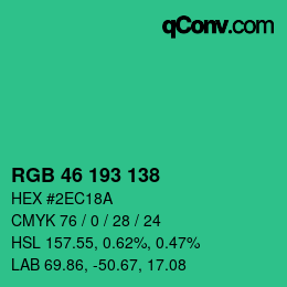 Color code: RGB 46 193 138 | qconv.com