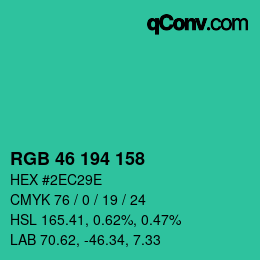 Color code: RGB 46 194 158 | qconv.com