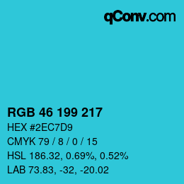 Color code: RGB 46 199 217 | qconv.com