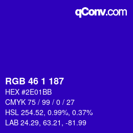 Color code: RGB 46 1 187 | qconv.com