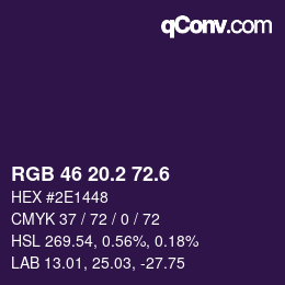 カラーコード: RGB 46 20.2 72.6 | qconv.com
