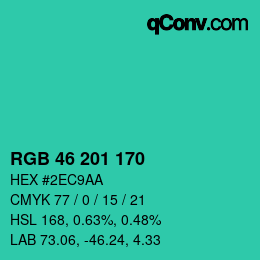 Color code: RGB 46 201 170 | qconv.com