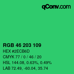 カラーコード: RGB 46 203 109 | qconv.com
