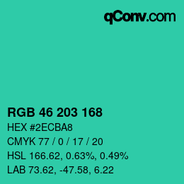 Color code: RGB 46 203 168 | qconv.com