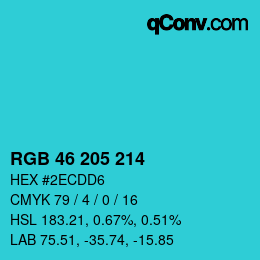 Código de color: RGB 46 205 214 | qconv.com