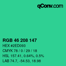 颜色代码: RGB 46 208 147 | qconv.com