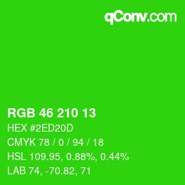 カラーコード: RGB 46 210 13 | qconv.com
