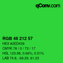 カラーコード: RGB 46 212 57 | qconv.com