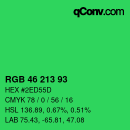 カラーコード: RGB 46 213 93 | qconv.com