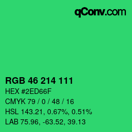 Code couleur: RGB 46 214 111 | qconv.com