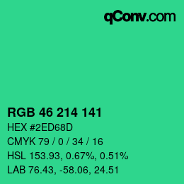 颜色代码: RGB 46 214 141 | qconv.com