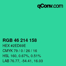 颜色代码: RGB 46 214 158 | qconv.com