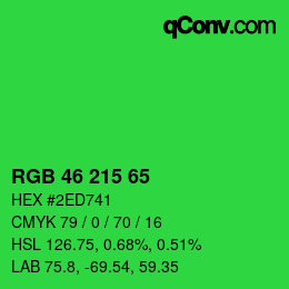 颜色代码: RGB 46 215 65 | qconv.com