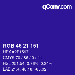 Farbcode: RGB 46 21 151 | qconv.com