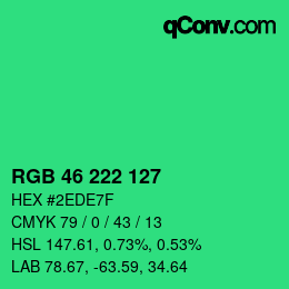 Código de color: RGB 46 222 127 | qconv.com