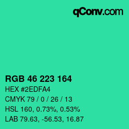 Color code: RGB 46 223 164 | qconv.com