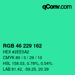 Color code: RGB 46 229 162 | qconv.com
