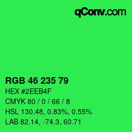 Farbcode: RGB 46 235 79 | qconv.com
