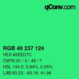 Color code: RGB 46 237 124 | qconv.com