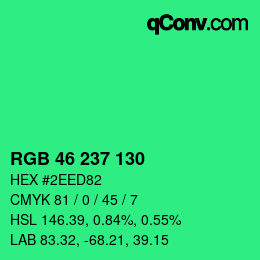 Color code: RGB 46 237 130 | qconv.com