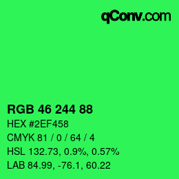 Color code: RGB 46 244 88 | qconv.com