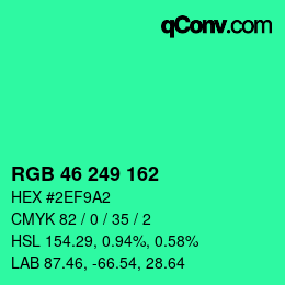 Color code: RGB 46 249 162 | qconv.com