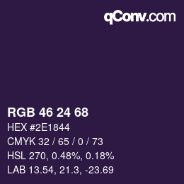 Color code: RGB 46 24 68 | qconv.com