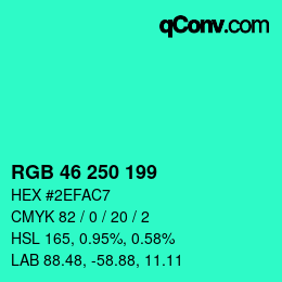 颜色代码: RGB 46 250 199 | qconv.com