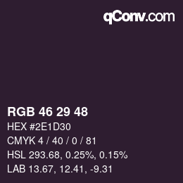 颜色代码: RGB 46 29 48 | qconv.com