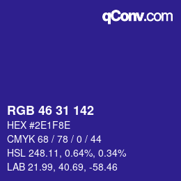 Color code: RGB 46 31 142 | qconv.com