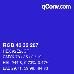 Color code: RGB 46 32 207 | qconv.com