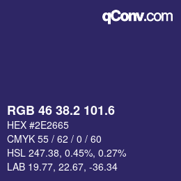 カラーコード: RGB 46 38.2 101.6 | qconv.com