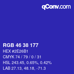 カラーコード: RGB 46 38 177 | qconv.com