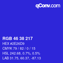 カラーコード: RGB 46 38 217 | qconv.com