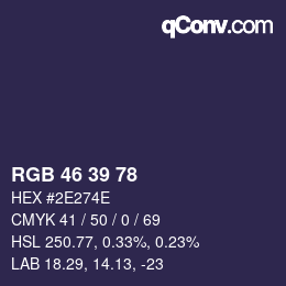 カラーコード: RGB 46 39 78 | qconv.com