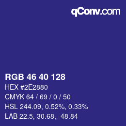 颜色代码: RGB 46 40 128 | qconv.com