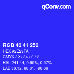 颜色代码: RGB 46 41 250 | qconv.com