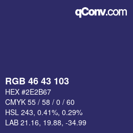 Color code: RGB 46 43 103 | qconv.com
