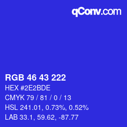 Farbcode: RGB 46 43 222 | qconv.com