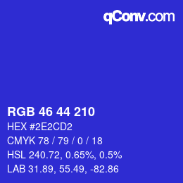 Color code: RGB 46 44 210 | qconv.com