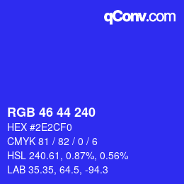 Color code: RGB 46 44 240 | qconv.com