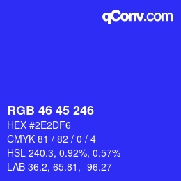 Color code: RGB 46 45 246 | qconv.com