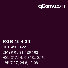 カラーコード: RGB 46 4 34 | qconv.com