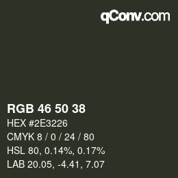 Color code: RGB 46 50 38 | qconv.com