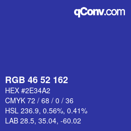 Color code: RGB 46 52 162 | qconv.com