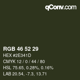Farbcode: RGB 46 52 29 | qconv.com