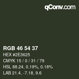 Color code: RGB 46 54 37 | qconv.com