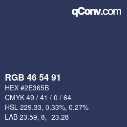 Color code: RGB 46 54 91 | qconv.com