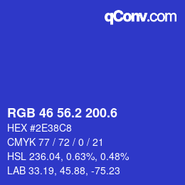 カラーコード: RGB 46 56.2 200.6 | qconv.com